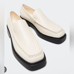 Mango Women's Cream Loafers with Black Soles